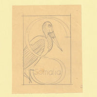 Somalia 1959 Water Birds Original artwork rough essay on tracing paper showing bird in 'S' emblem image size 70 x 100 mm as SG 334-339 series (96043)