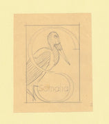 Somalia 1959 Water Birds Original artwork rough essay on tracing paper showing bird in 'S' emblem image size 70 x 100 mm as SG 334-339 series (96043)