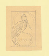 Somalia 1959 Water Birds Original artwork rough essay on tracing paper showing bird in 'S' emblem image size 70 x 100 mm as SG 334-339 series (96043)