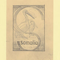 Somalia 1959 Water Birds Original artwork rough essay on tracing paper showing bird in 'S' emblem image size 70 x 100 mm as SG 334-339 series (96044)