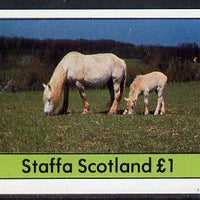 Staffa 1982 Horses imperf souvenir sheet (£1 value) unmounted mint