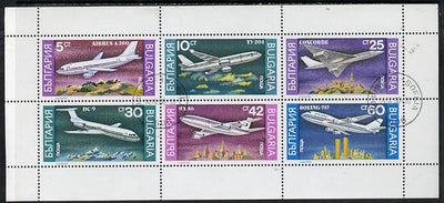 Bulgaria 1990 Airplanes cto sheetlet containing set of 6, SG 3705-10 (Mi 3858-63)