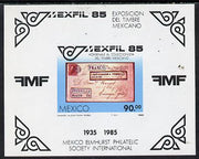 Mexico 1985 'Mexfil '85' Philatelic Exhibition imperf m/sheet depicting early Postal item unmounted mint SG MS1742