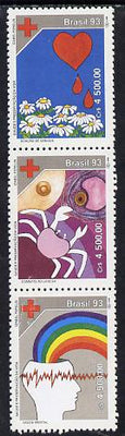 Brazil 1993 Health & Preservation of Life se-tenant strip of 3 unmounted mint, SG 2569-71