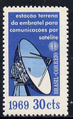 Brazil 1969 Satellite Communications 30c without gum (as issued) SG 1246