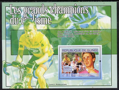 Guinea - Conakry 2008 Cycling Champions perf s/sheet - Greg Lemond unmounted mint
