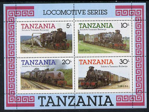 Tanzania 1985 Railways (1st Series) m/sheet containing 4 vals (SG MS 434) unmounted mint.