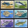 Pabay 1970 Fish perf set of 6 each with silver dot obliterating '6th' then opt'd '5th Anniversary of Death of Sir Winston Churchill' unmounted mint