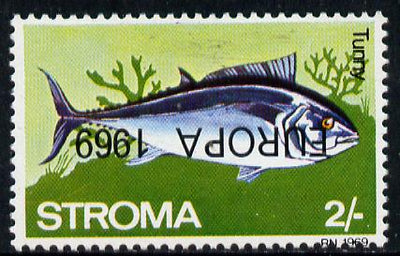 Stroma 1969 Fish 2s (Tunny) perf single with 'Europa 1969' opt inverted unmounted mint