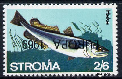Stroma 1969 Fish 2s6d (Hake) perf single with 'Europa 1969' opt inverted unmounted mint*