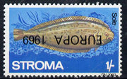 Stroma 1969 Fish 1s (Sole) perf single with 'Europa 1969' opt inverted unmounted mint*