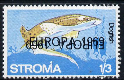 Stroma 1969 Fish 1s3d (Dogfish) perf single with 'Europa 1969' opt doubled, one inverted unmounted mint*