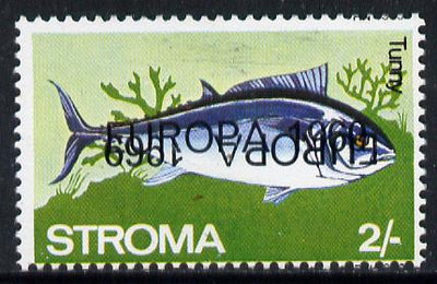 Stroma 1969 Fish 2s (Tunny) perf single with 'Europa 1969' opt doubled, one inverted unmounted mint*