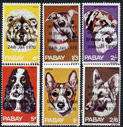 Pabay 1970 Dogs perf set of 6 each opt'd in error '6th Anniversary of Death of Sir Winston Churchill' unmounted mint