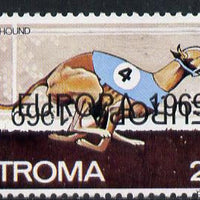 Stroma 1969 Dogs 2s6d (Greyhound) perf single with 'Europa 1969' opt doubled, one inverted unmounted mint*