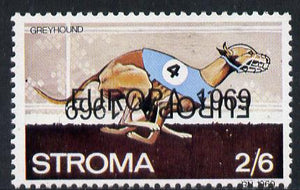 Stroma 1969 Dogs 2s6d (Greyhound) perf single with 'Europa 1969' opt doubled, one inverted unmounted mint*