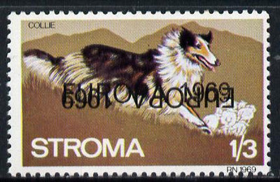 Stroma 1969 Dogs 1s3d (Collie) perf single with 'Europa 1969' opt doubled, one inverted unmounted mint*