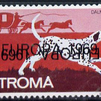 Stroma 1969 Dogs 5d (Dalmation) perf single with 'Europa 1969' opt doubled, one inverted unmounted mint*