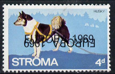 Stroma 1969 Dogs 4d (Husky) perf single with 'Europa 1969' opt doubled, one inverted unmounted mint*