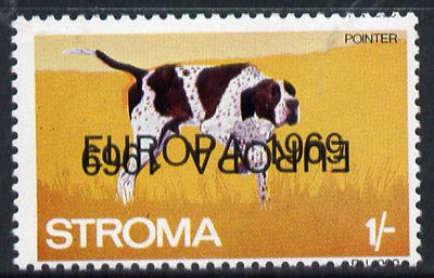Stroma 1969 Dogs 1s (Pointer) perf single with 'Europa 1969' opt doubled, one inverted unmounted mint*