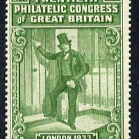 Cinderella - Great Britain 1933 BPA label in green to mark the 20th Philatelic Congress (showing Postman) unmounted mint
