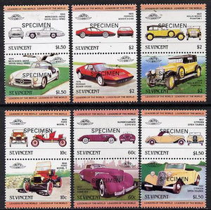 St Vincent 1984 Cars #1 (Leaders of the World) set of 12 opt'd SPECIMEN unmounted mint, as SG 727-38