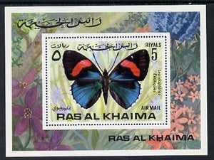 Ras Al Khaima 1972 Butterflies m/sheet unmounted mint (Mi BL 111A)