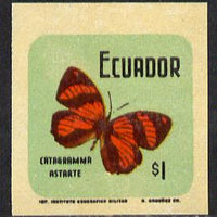 Ecuador 1970 Butterflies $1 (Catagramma astarte) in unmounted mint imperf with coloured background (as SG 1387)*