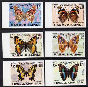 Ras Al Khaima 1972 Butterflies imperf set of 6 unmounted mint (Mi 614-19B)
