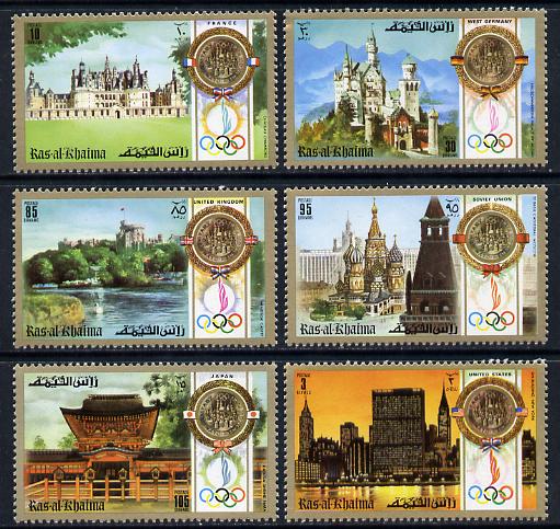 Ras Al Khaima 1972 Olympics (Famous Buildings) set of 6 unmounted mint (Mi 759-64A)