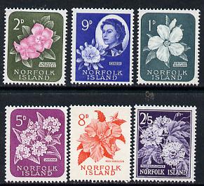 Norfolk Island 1960 Six Flower vals from def set comprising 1d, 2d, 5d, 8d, 9d & 2s5d values unmounted mint, between SG 24 & 33*