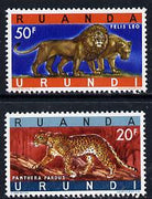 Ruanda-Urundi 1961 Leopard & Lions set of 2 unmounted mint, SG 229-30*