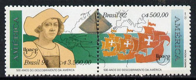 Brazil 1992 Columbus Anniversary se-tenant pair unmounted mint, SG 2528-29