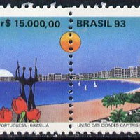 Brazil 1993 Portuguese Speaking Capitals se-tenant pair, SG 2579-80