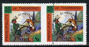 Thomond 1968 Humming Birds 6d (Diamond-shaped) opt'd 'Rockets towards Peace Achievement', pair with dividing perforation misplaced by 10mm unmounted mint