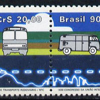Brazil 1990 Road Transport Union Congress se-tenant pair unmounted mint SG 2428-29