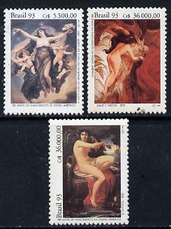 Brazil 1993 Birth Anniversary of Pedro Americo (Painter) set of 3 unmounted mint, SG 2572-74*