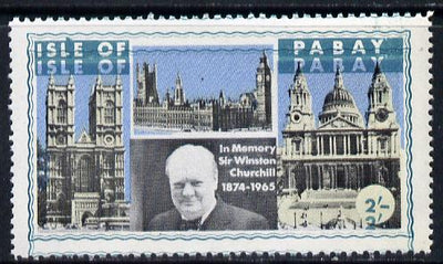 Pabay 1968 Churchill 2s with green (frame, name & value) doubled (slight set-off on gummed side)