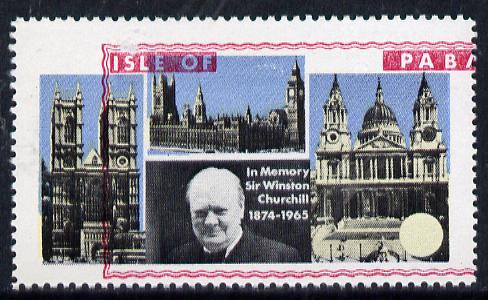 Pabay 1968 Churchill 5s with red (frame, name & value) misplaced (slight set-off on gummed side)