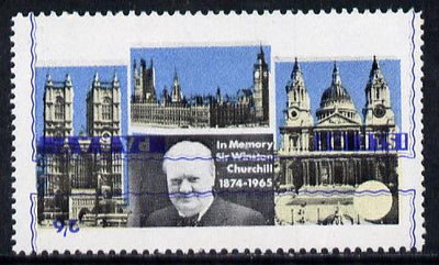 Pabay 1968 Churchill 2s6d with blue (frame, name & value) inverted (slight set-off on gummed side)