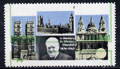 Pabay 1968 Churchill 6d with green (frame, name & value) inverted (unmounted mint but slight set-off on gummed side)