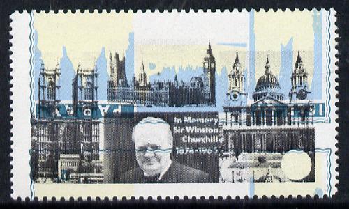 Pabay 1968 Churchill 2s with green, blue & yellow inverted (slight set-off on gummed side)