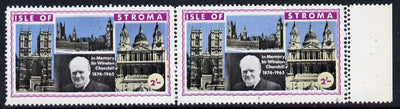 Stroma 1968 Churchill 2s horiz pair with perfs doubled at right (slight set-off on gummed side)