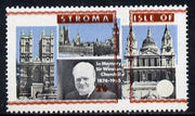 Stroma 1968 Churchill 2s6d with brown (frame, name & value) misplaced (slight set-off on gummed side)