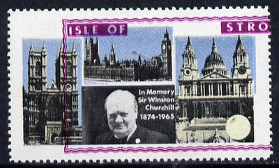 Stroma 1968 Churchill 2s with purple (frame, name & value) misplaced (slight set-off on gummed side)