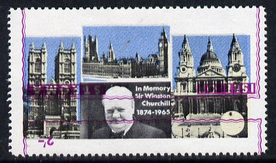 Stroma 1968 Churchill 2s with purple (frame, name & value) inverted (slight set-off on gummed side)