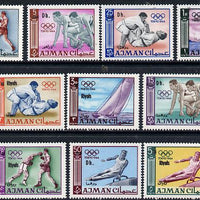 Ajman 1967 New Currency opts on 1965 Olympic set of 10 unmounted mint, Mi A126-K126