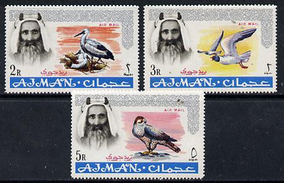 Ajman 1965 Birds perf set of 3 from 'Air Mail' set unmounted mint SG 61-63var