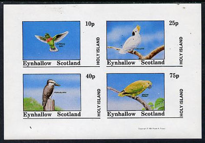 Eynhallow 1981 Birds #03 (Humming Bird, Cockatoo, Kookaburra & Parrot) imperf,set of 4 values (10p to 75p) unmounted mint