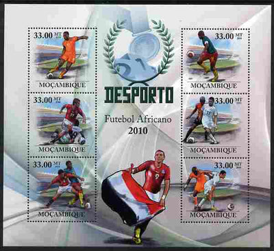 Mozambique 2010 African Football Players perf sheetlet containing 6 values unmounted mint